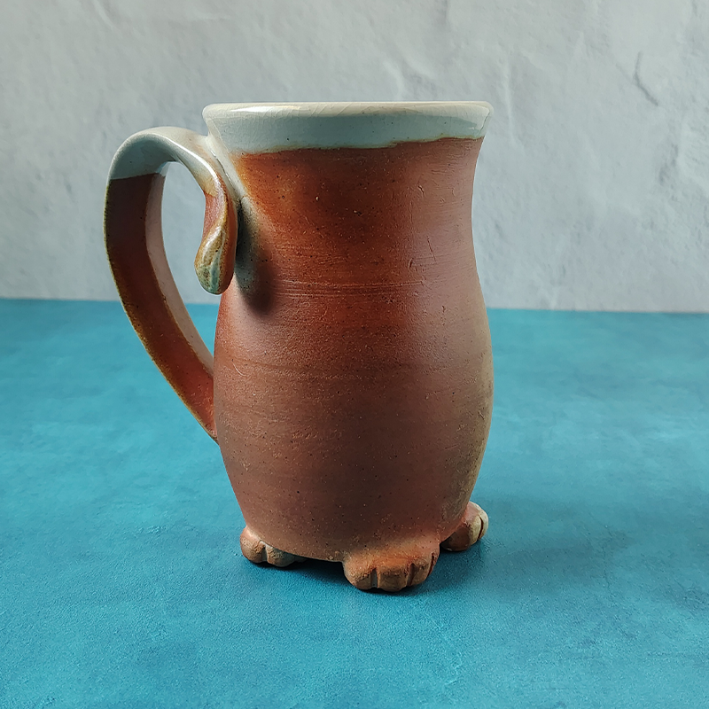 Ginger & White Soda-Fired Cat Butt Mug (Male)