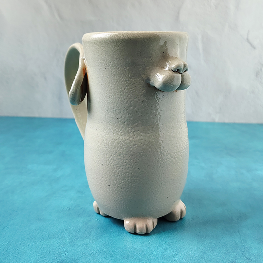 Faced & Fabulous Cat Butt Mug - White & Ginger Soda Fired (Boy)