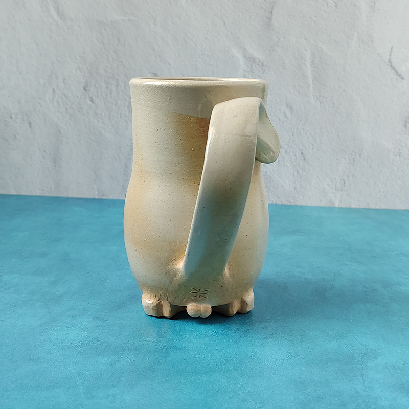 Faced & Fabulous Cat Butt Mug - White & Ginger Soda Fired (Trouble Puffs)