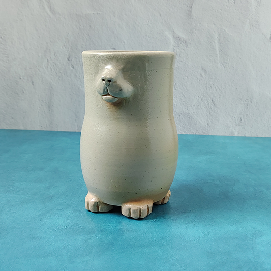 Faced & Fabulous Cat Butt Mug - White & Ginger Soda Fired (Trouble Puffs)