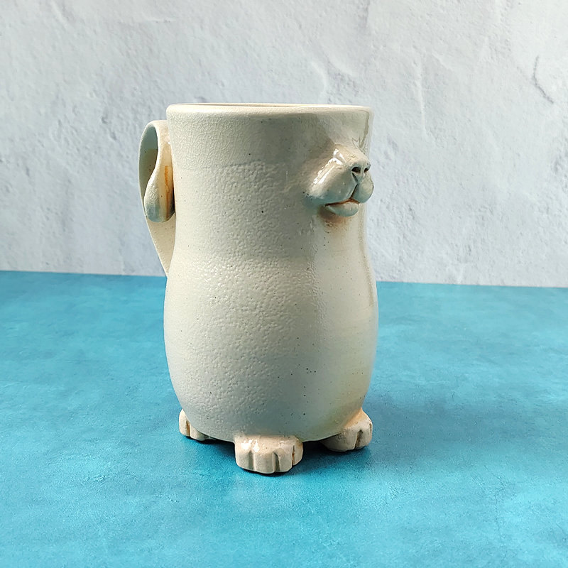 Faced & Fabulous Cat Butt Mug - White & Ginger Soda Fired (Trouble Puffs)