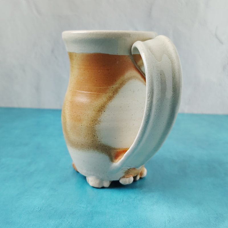 Faced & Fabulous Cat Butt Mug - Ginger & White Soda Fired (Second)