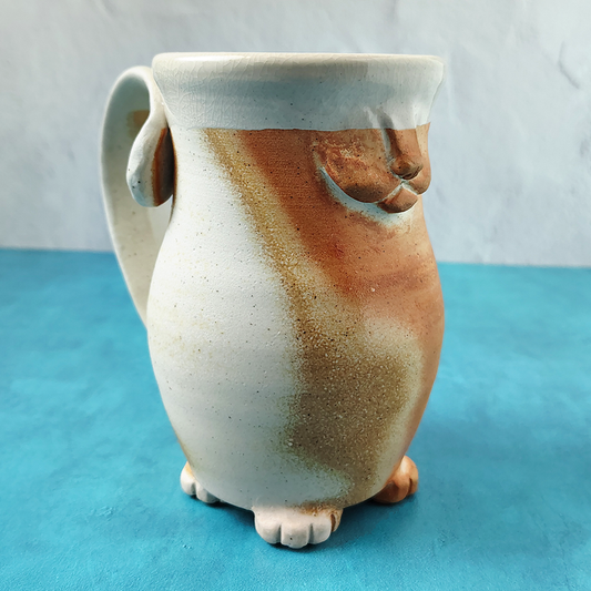 Faced & Fabulous Cat Butt Mug - Ginger & White Soda Fired (Second)