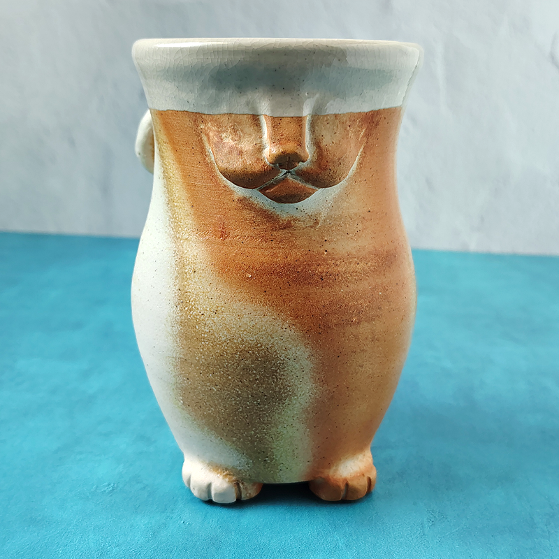 Faced & Fabulous Cat Butt Mug - Ginger & White Soda Fired (Second)
