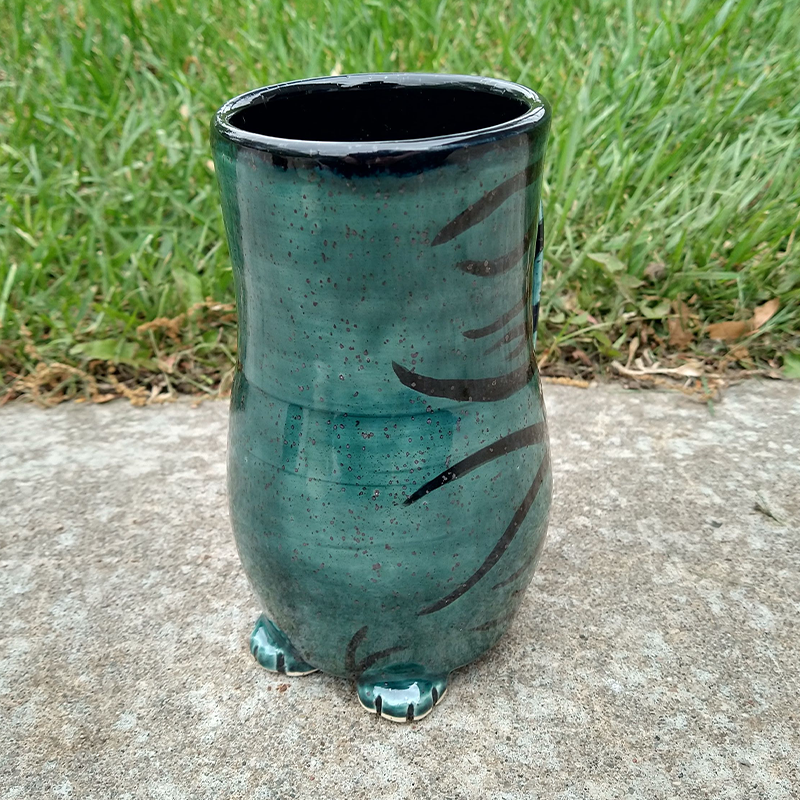 Chonky Cat Butt Mug - Striped Dark Green - 22oz