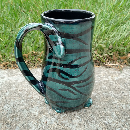 Chonky Cat Butt Mug - Striped Dark Green - 22oz