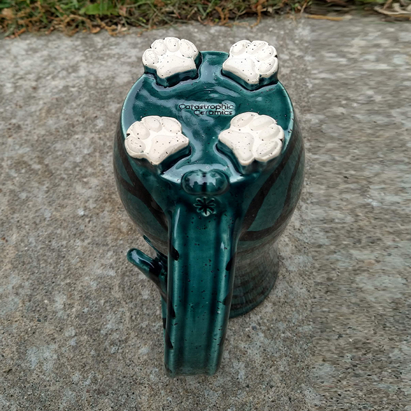 Chonky Cat Butt Mug - Striped Dark Green - 22oz