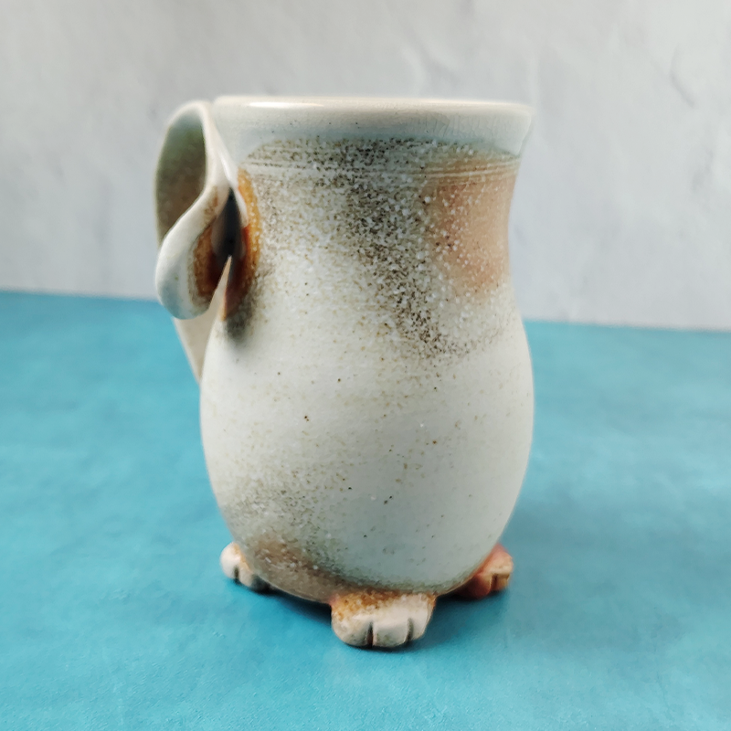 Ginger & White Soda-Fired Cat Butt Mug (With Trouble Puffs)