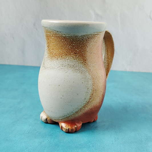 Ginger & White Soda-Fired Cat Butt Mug (With Trouble Puffs)