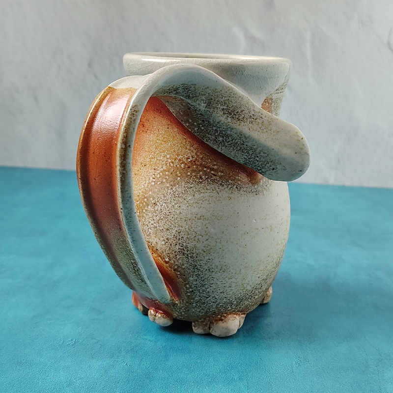 Ginger & White Soda-Fired Cat Butt Mug (With Trouble Puffs)