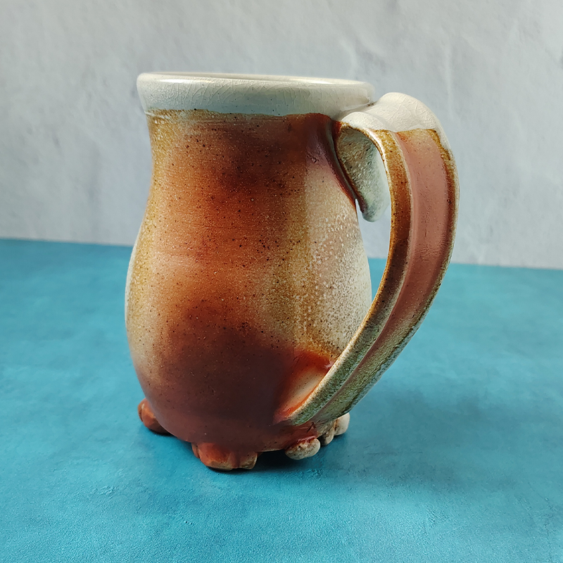 Ginger & White Soda-Fired Cat Butt Mug (With Trouble Puffs)