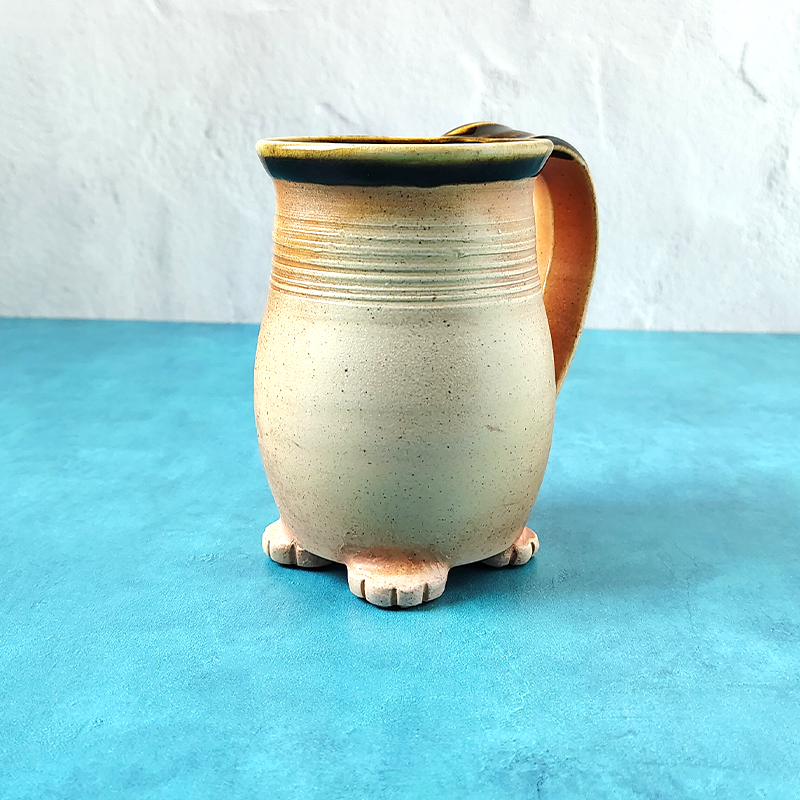 Ginger & White Soda-Fired Cat Butt Mug (No Trouble Puffs)