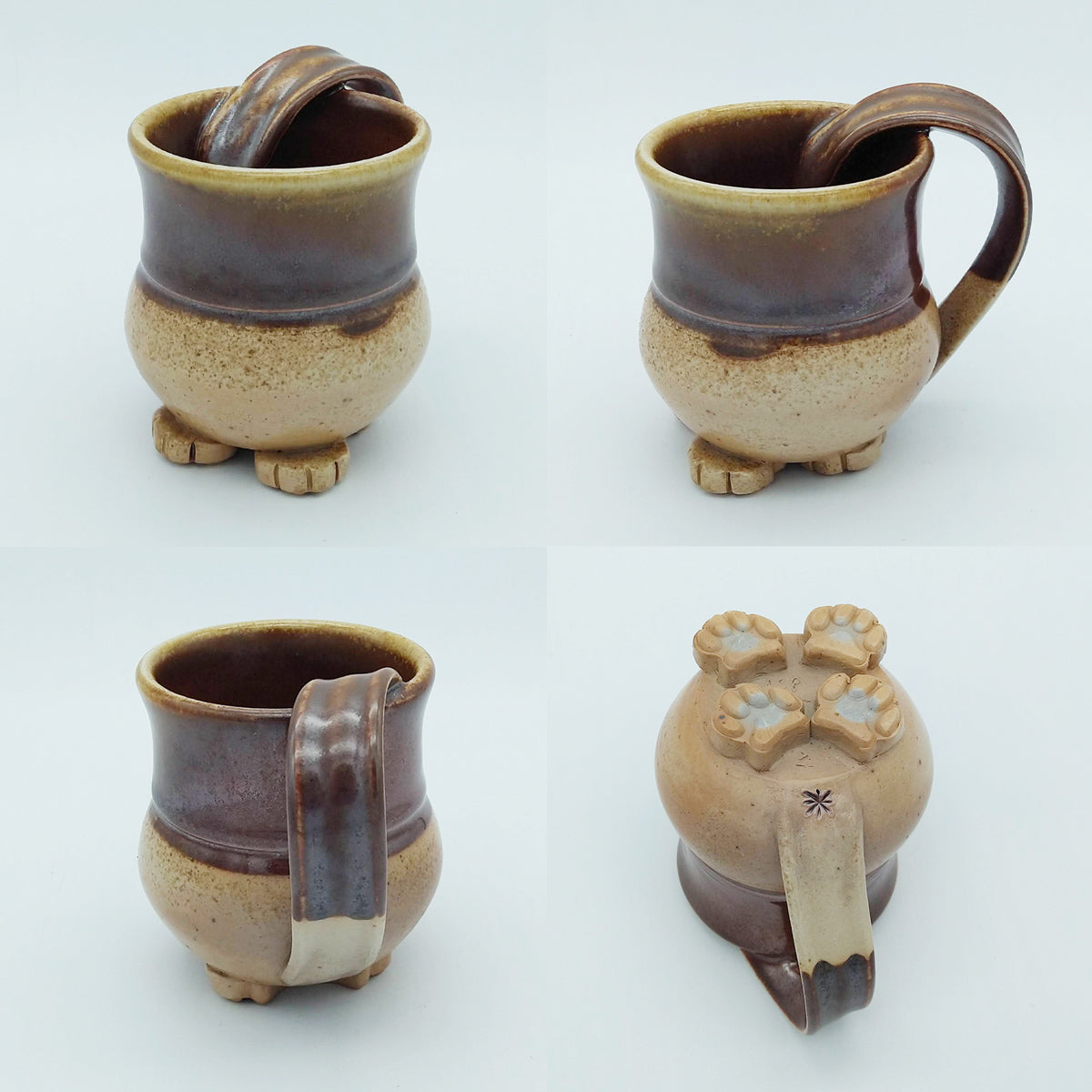 Small Salt or Soda Fired Cat Butt Mugs - approx. 8 to 9 oz