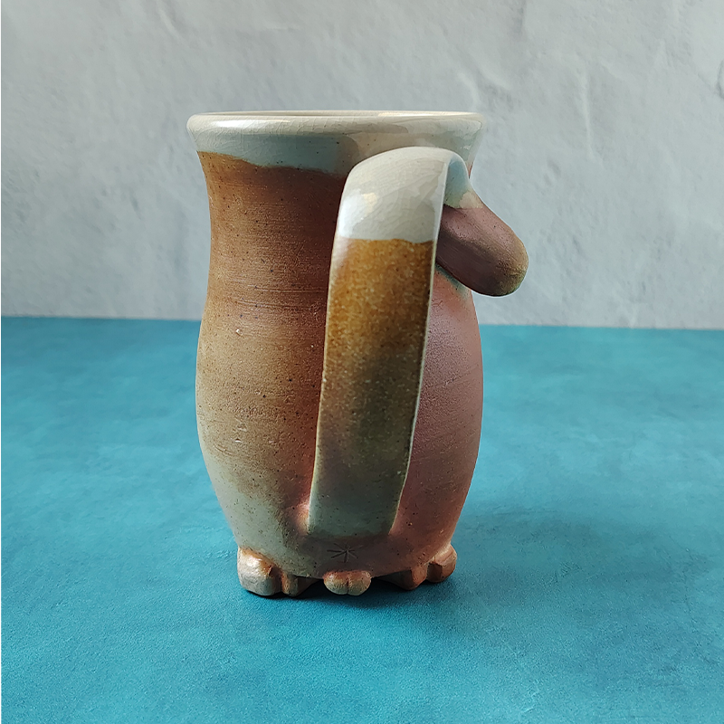 Ginger & White Soda-Fired Cat Butt Mug (Male)