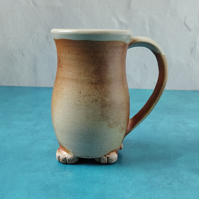 Ginger & White Soda-Fired Cat Butt Mug (Male)
