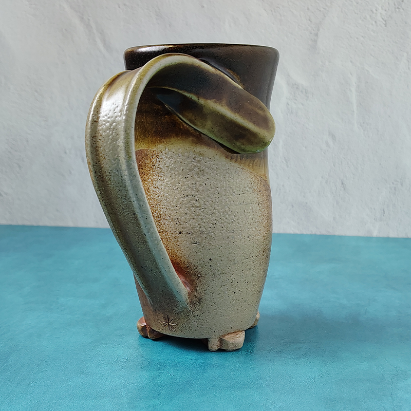Rustic Brown Soda-Fired Cat Butt Mug