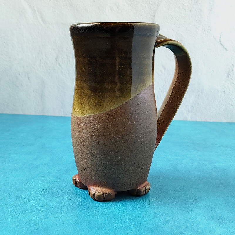 Rustic Brown Soda-Fired Cat Butt Mug