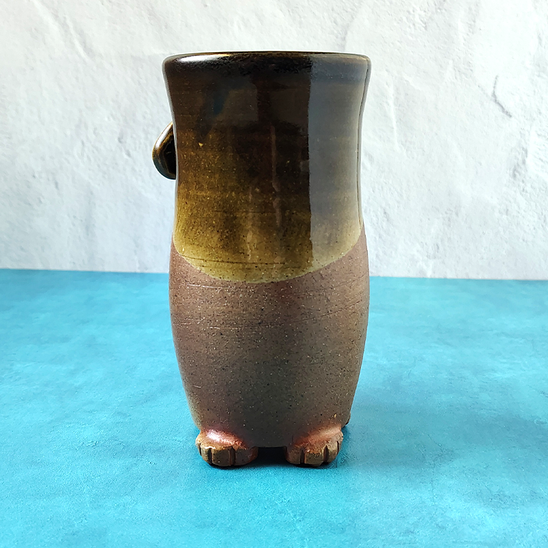 Rustic Brown Soda-Fired Cat Butt Mug