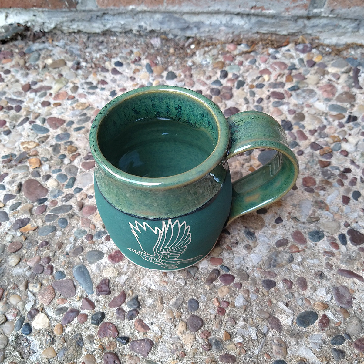 Small Green Celtic Raven Mug - 10 oz