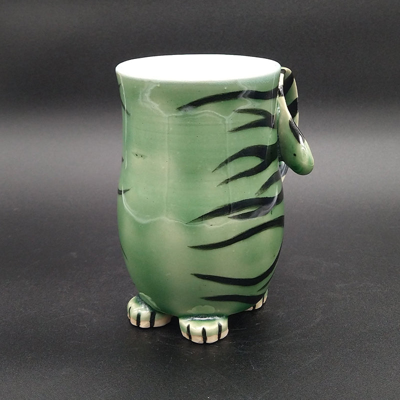 Green Striped Cat Butt Mug - Approx. 16oz