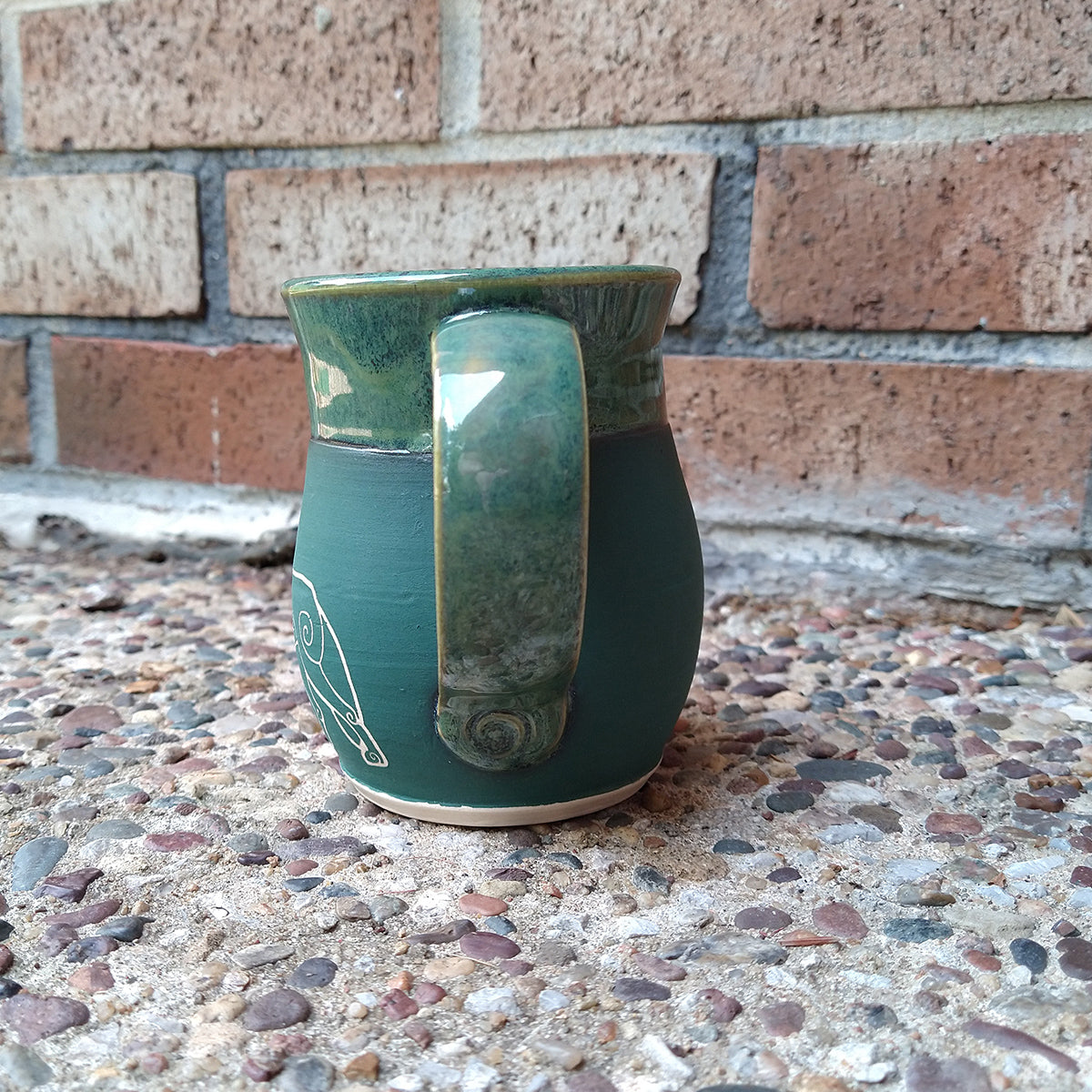 Small Celtic Wolf Mug - 12 oz - Green - SECOND