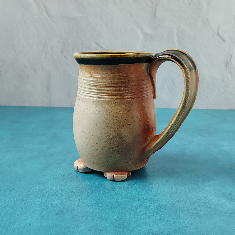 Ginger & White Soda-Fired Cat Butt Mug (No Trouble Puffs)